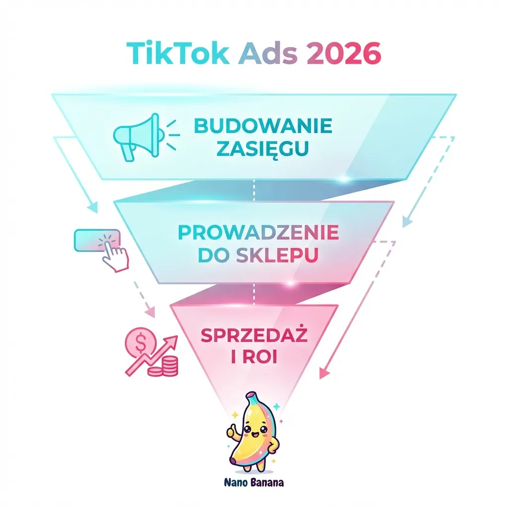 Lejek Sprzedażowy TikTok Ads: Zasięg, Sklep i ROI (z sukcesem Nano Banana)