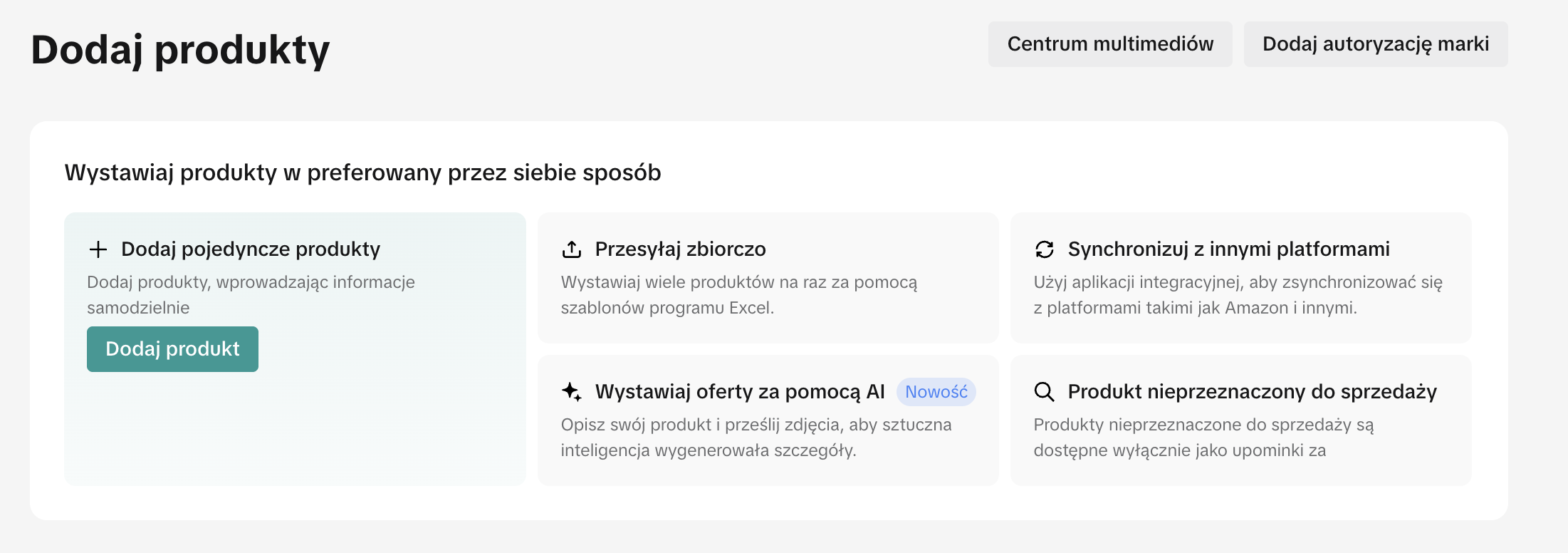 Ekran Dodaj produkty w TikTok Shop — cztery sposoby wystawiania ofert